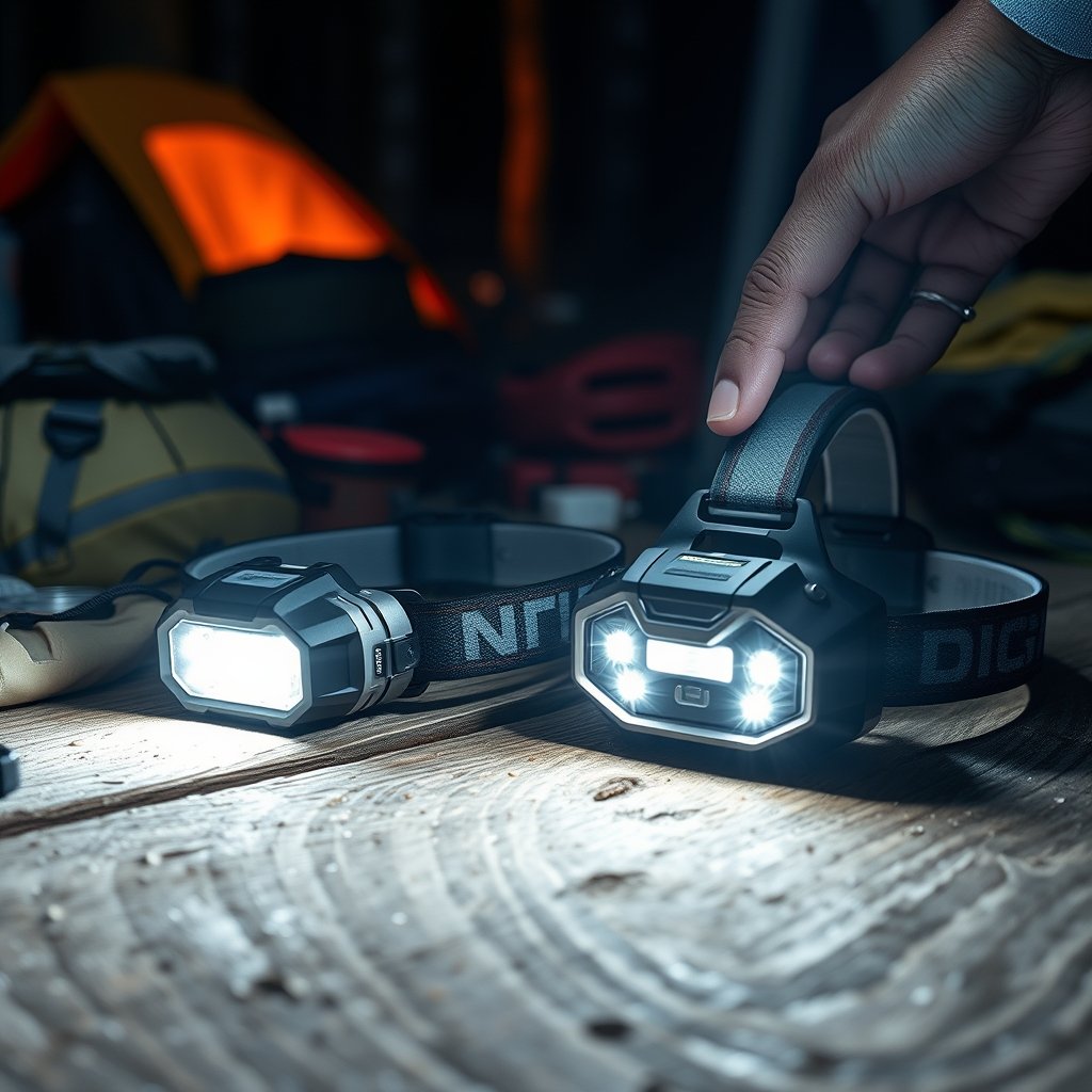 rechargeable headlamp in action