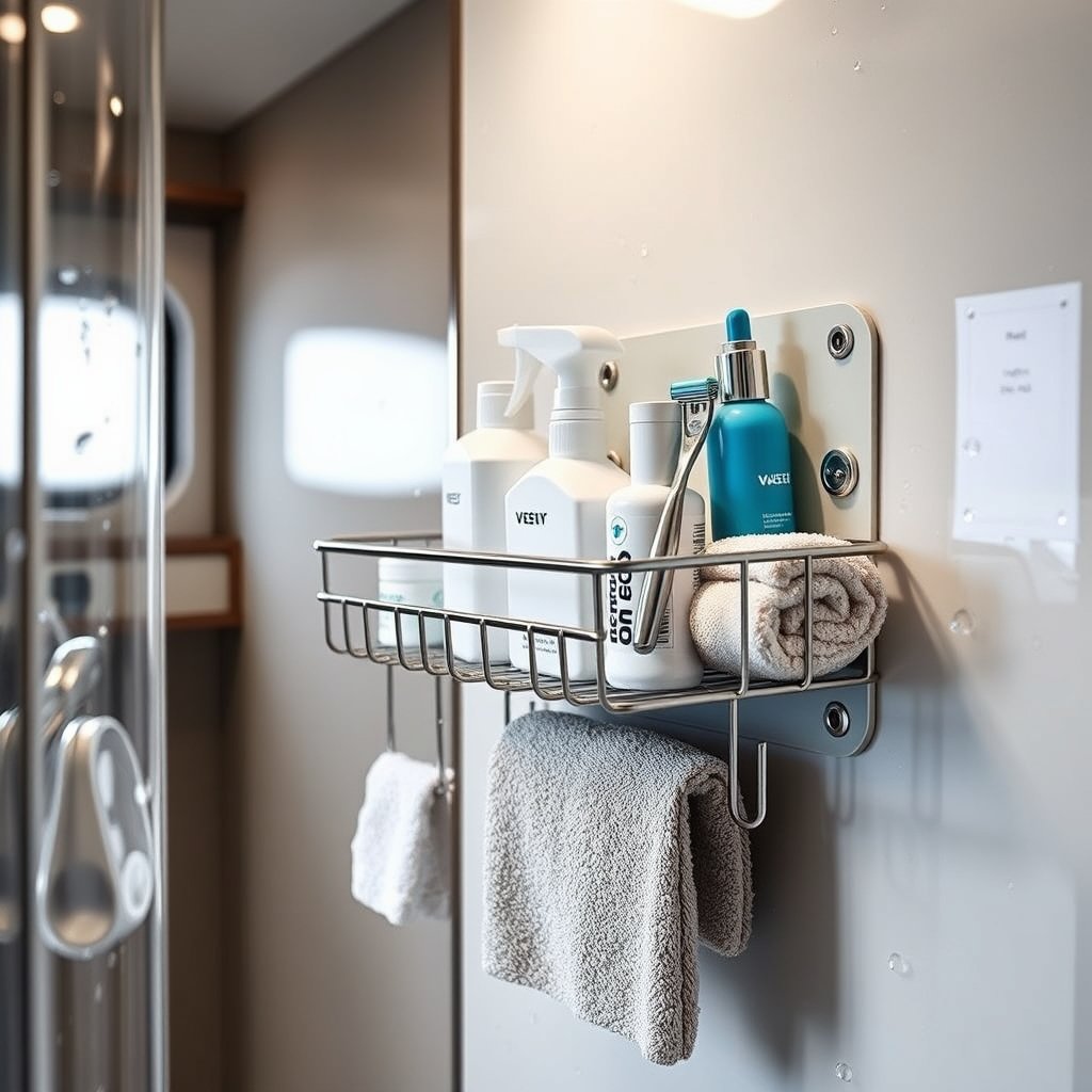 shower caddy in action