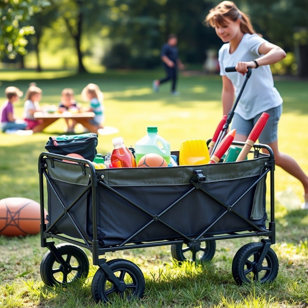 foldable wagon in action
