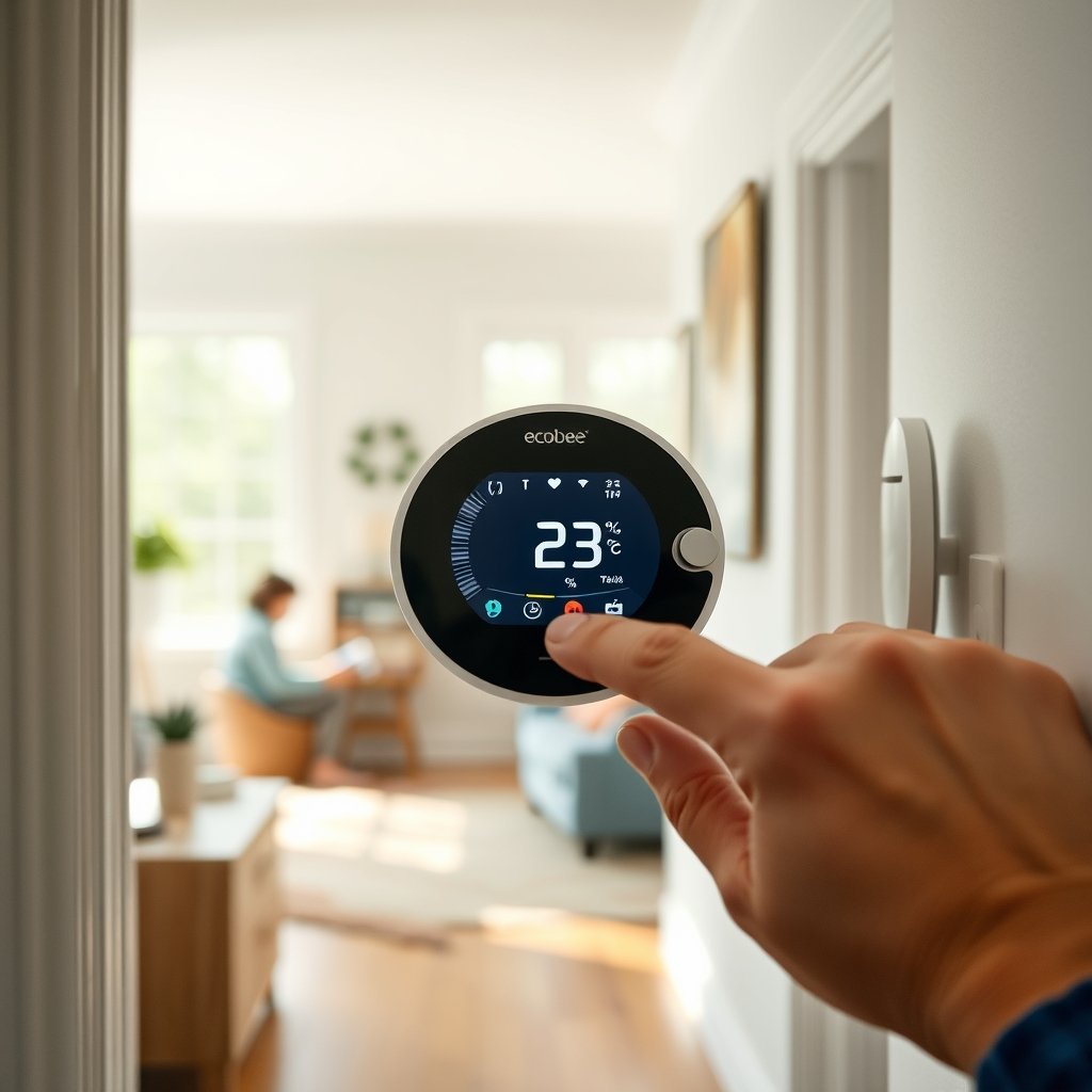 smart thermostat in action