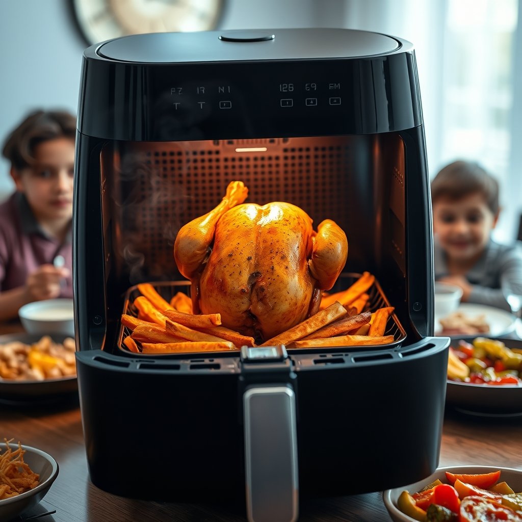 digital airfryer in action