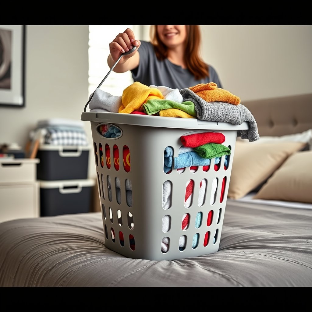 laundry basket in action