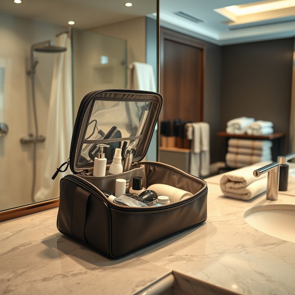 toiletry bag in action