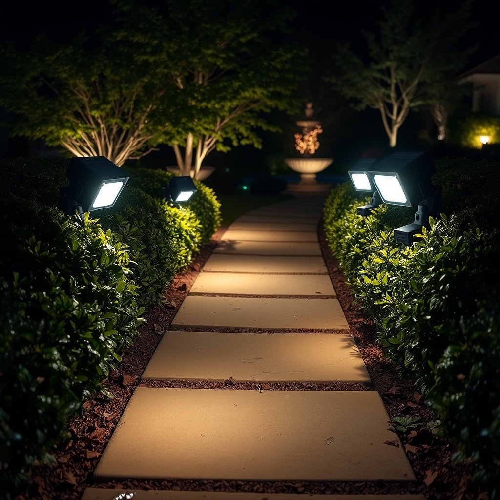 solar spotlights in action