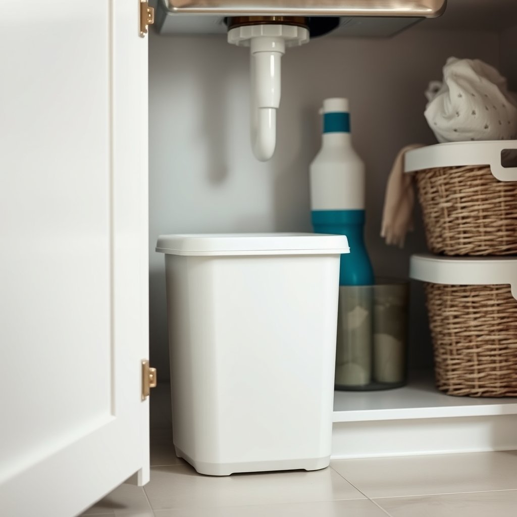 kitchen trashcan in action