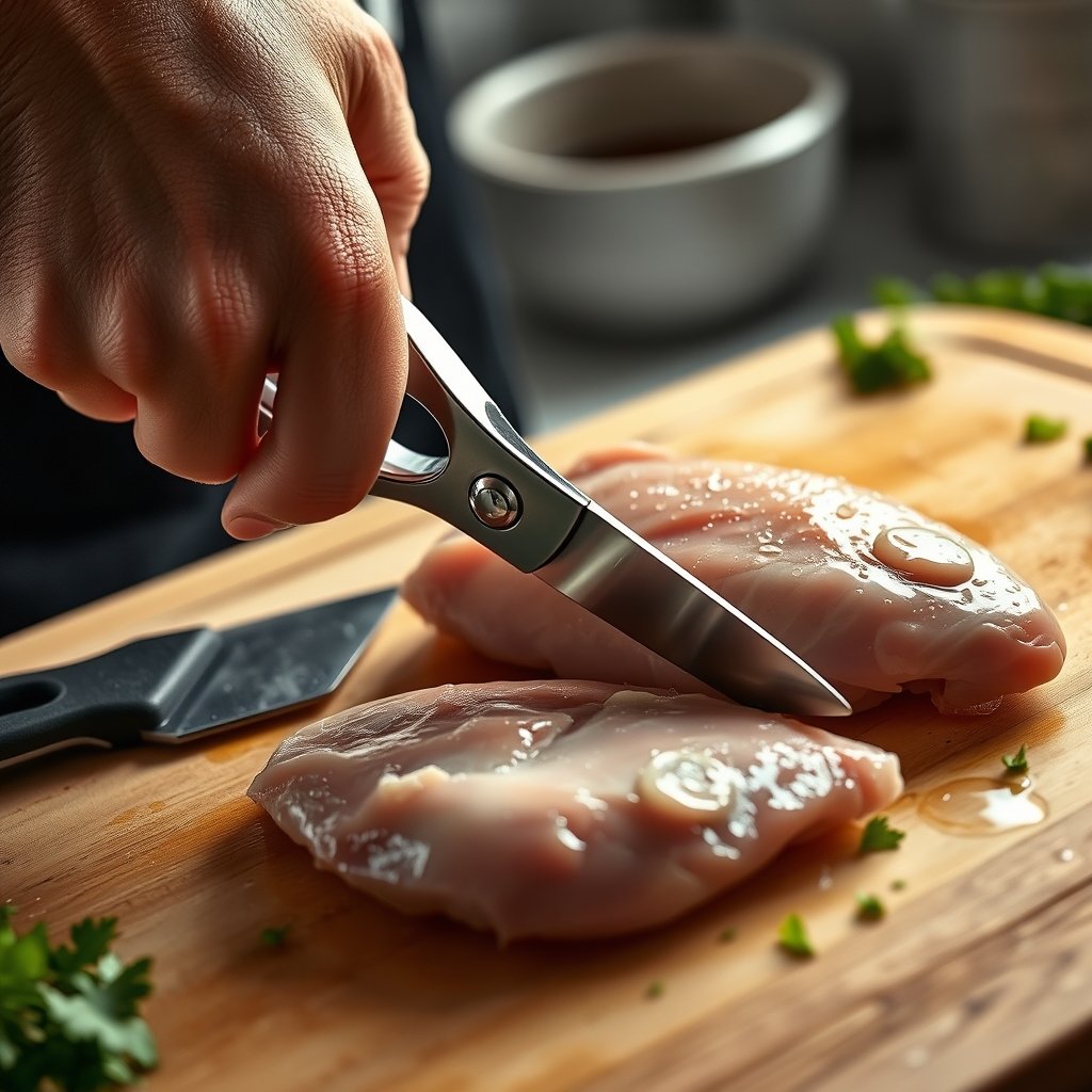 kitchen shears in action