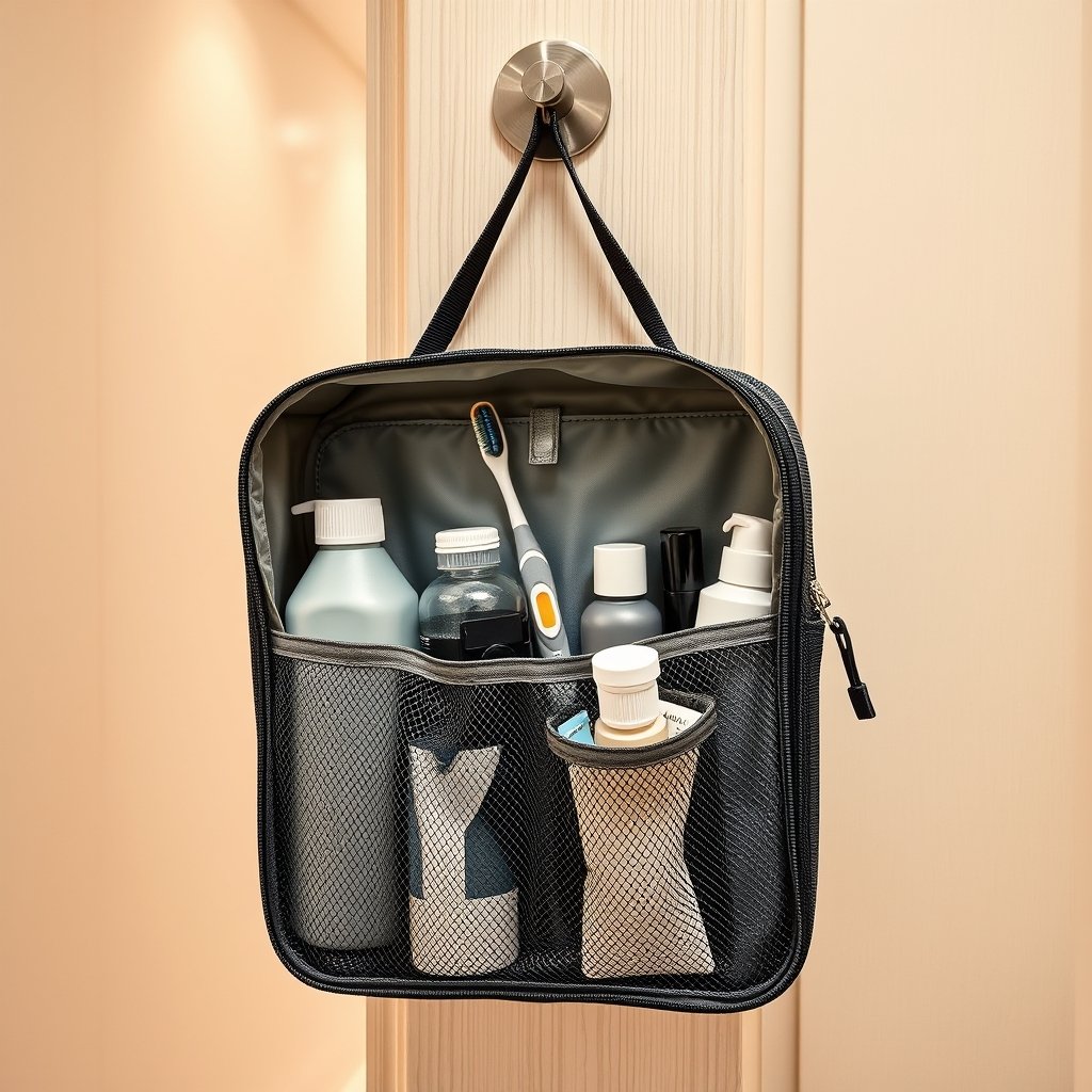 toiletry bag in action