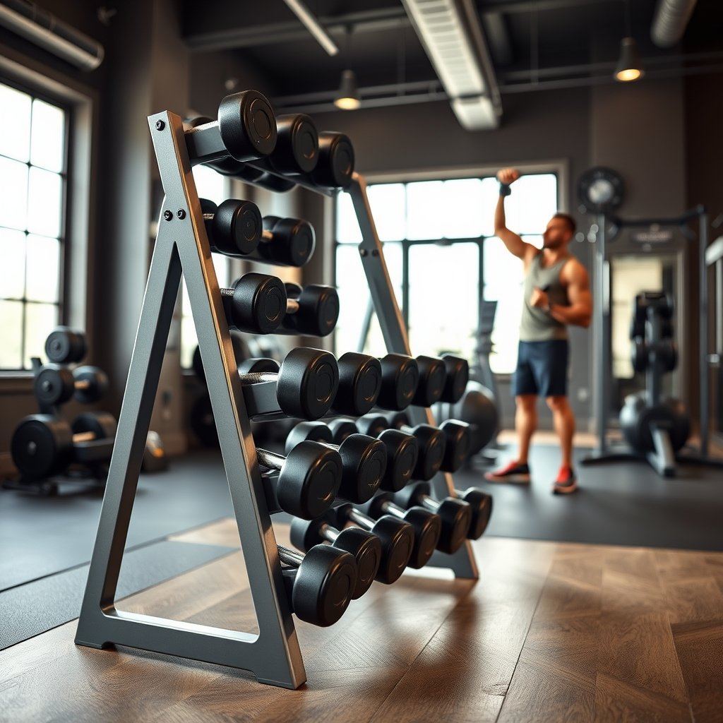 dumbbell rack in action